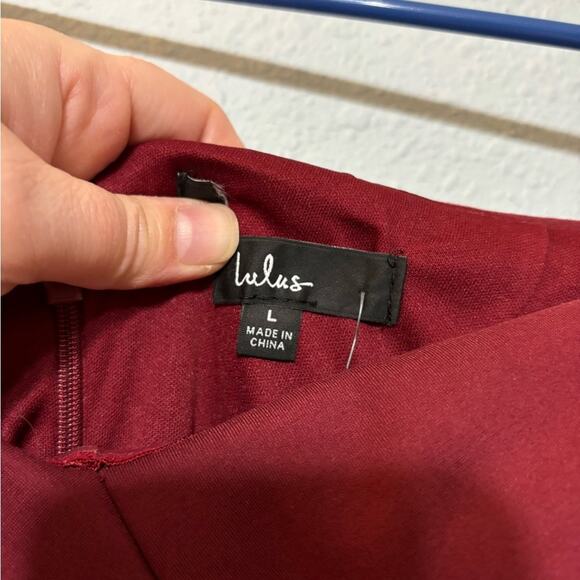 Lulus NWT Classic Glam Burgundy Off the Shoulder Bodycon Dress L - Picture 7 of 9